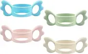 Baby Bottle Handles, Silicone Wide-Neck Baby Bottle Handle, Outer Diameter Over 6cm for Bottle(4 Pack), Pink/White/Green/Grey
