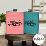 PINK Certified Whiskey Taster Flask | Leather Wrapped Stainless Steel Flask