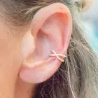 Ear Cuff w/cubic zirconia Double Crossed Gold Ear Cuff No Piercing Adjustable