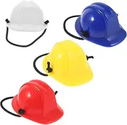BESPORTBLE 4pcs Mini Safety Helmet for Pets Doll Crafts Caps with Rope Construction Style Miniature Hats for Bearded Dragons Snakes and Small Reptiles Fun Decorative Accessory