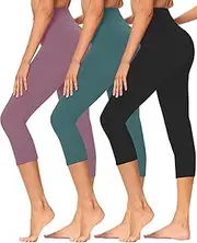 [Gayhay] High Waisted Capri Leggings for Women - Soft Slim Tummy Control - Exercise Pants for Running Cycling Yoga Workout