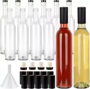 12 Pack 16oz Clear Glass Bottles With Cork Lids And Pvc Shrink Capsules 500 Ml E