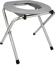 Portable Outdoor Folding Commode Toilet Seat, Stainless Steel Portable Potty Commode Chair, Perfect for Camping, Traveling, Hiking, Fishing, Outdoor Living (Gray)