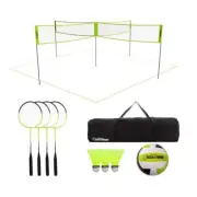 Triumph Sports USA 4 Square Volleyball + Badminton Combo Set 20' x 20' 4-Players