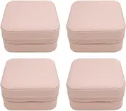 TRODANCE Mini Jewelry Case, Small Travel Jewelry Organizer, Portable Jewelry Box Mini Storage Organizer Display Box For Rings Earrings Necklaces (Pink-4)