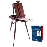 U.S. Art Supply Coronado Walnut Large Wooden Easel French Style Field Box Drawer