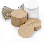 Diakey 400 Pack Gift Tags with String, 200 White Gift Tags + 200 Brown Gift Tags with 87yd Jute Twine, Round Blank Paper Name Tags for Gift Bags, Christmas Presents, Craft, Price, Wedding