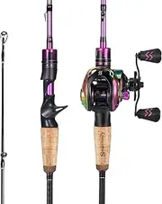 [Sougayilang] Fishing Rod Reel Combos, Medium Heavy 6'/7' Spinning & Casting Rod with Stainless Steel Guides - Two Pieces