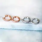 Gold Plated Cubic Zirconia Cuff Earrings 14K Stud Cut Jewelry Hoop Cartilage Wom