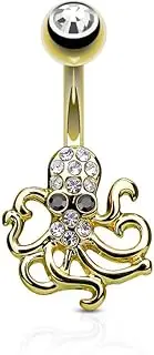 [Pain-is-Art] Octopus Belly Bar Made of 316L Surgical Steel - Choice of Colours - Navel Piercing