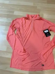 Outdoor Research Pull Over Echo Long Sleeve Quarter Zip Shirt Medium Coral Pink