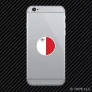 Round Maltese Flag Cell Phone Sticker Mobile Malta MLT MT