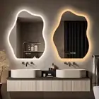 Irregular Lighted Bathroom Mirror Backlit Vanity Mirror for Wall Antifog 3-Color