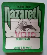 Nazareth Backstage Pass Original 1981 Concert Tour Old Rock Music Memorabilia
