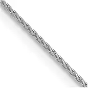 [JewelryWeb] 10k White Gold .65mm Sparkle Cut Wheat Chain Necklace 56 Centimeters Chain-Necklace for Women and Men