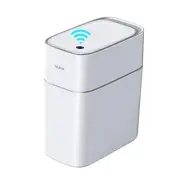Trash Can with Lid Automatic Garbage Can, 3.8 Gallon Slim Small White Plastic