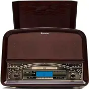 TECHPLAY TCP9560 RETRO RECORD PLAYER SHELF STEREO WITH BLUETOOTH CD FM RADIO