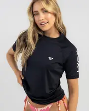 [Roxy] Roxy Women's Essential Short Sleeve Rash Vest in Anthracite Size Large L Anthracite