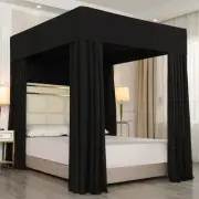Mengersi Black Four Corner Post Bed Canopy Bed Curtains Sheer Canopy Bedroom