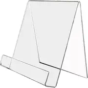 harayaa Acrylic Book Stand Cookbook Holder Bookend Recipe Book Display Rack for Phones Signs Brochures Brochure Magazine Reading, A4