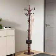 Coat Rack Wooden Base ​Freestanding Entryway Tree Hanger High-grade Hat 14 Hooks