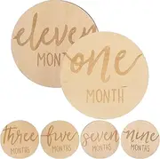 ULDIGI 6 Pcs Month Card Milestone Label First Year Milestone Marker New Card Month Milestone Tag Months Signs Monthly Milestone Cards Newborn Signs Wooden