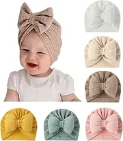 [SEAUR] Newborn Baby Girl Hats with Bows Cotton Hospital Hat Cute Baby Turban Hats Infant Knotted Hats Head Wrap Beanie Hat Nursery Beanie C2