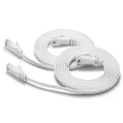 Cat6 Ethernet Cable 15FT 2Pack White Cat-6 Flat RJ45 Computer Internet LAN Ne...