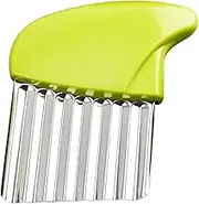 Crinkle Cutter for Veggies - French Fry Slicer | Wavy Chopper for Veggies | Stainless Steel Crinkle Potato Cutter | Ergonomic Vegetable Chopper & Pickle Slicer for Kitchen Cooking Salad Onion Fruit