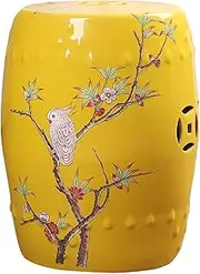 Ceramic Drum Table Decorative Garden stools, Yellow Hand-Painted Flower Ceramic Drum Stool, Garden Decoration Stool, Portable Table for Household Stool,