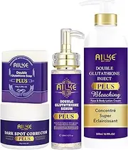 AILKE Whitening 4 In 1 Set, With Double Glutathione, Reduce Dark Spots, Freckle, Moisturizing, Even Skin Tone, Skin Brightening Kit For Women and Men.