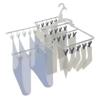 在飛比找momo購物網優惠-【日本AISEN】通風機能6段式30夾鋁合金曬衣架(藍色曬夾