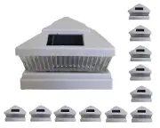 12 Pcs White Solar Garden Outdoor Cap Post Light 5X5 Plastic with 5 LED Bulbs