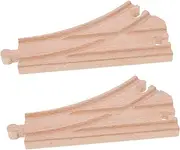 Wooden Train Track Expansion Set 2pcs Switch Tracks Build Your Own Multi-Level Track Layouts for Boys and Girls