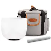 8” A Note Frosted Third Eye Chakra Crystal Singing Bowl with Sound Bowl Case ...
