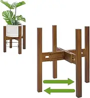 Adjustable Plant Stands Indoor, Bamboo Mid Century Modern Plants Stands, Stable Plant Holder, Planter Pots for Plants and Flowers, for Living Room, Fit 21-35 CM Pots (Pot & Plant Not Included)