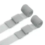 2 Rolls Chiffon Ribbon, 1.5 Inch x 5 Yard Silk Ribbon, Grey