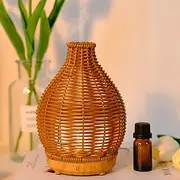 1pc Rattan-Style AromaMaster - Waterless Auto Shut-Off Essential Oil Diffuser for Aromatherapy Humidification and Air Purification with Whisper-Quiet Operation
