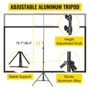 Portable 2.03m 4K HD Projector Screen with Adjustable Tripod Stand, 16:9 Ratio