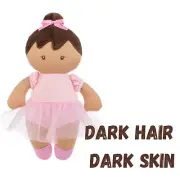 Ganz Ballerina Baby Doll Plush Stuffed Toy with Soft Rattle, 9" Dark Hair Skin
