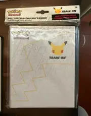 Pokemon Train On 25th Anniversary Jumbo Trading Card Binder + 1 Pikachu Card