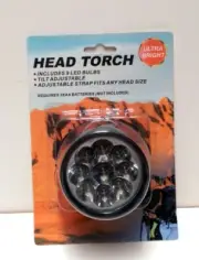 Bright 9 LED Outdoor Headband Torch Headlamp Flashlight Adjustable Head Strap NW