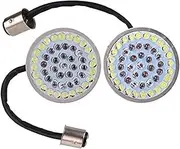 Vuzmode Motorcycle ; Bullet 1157 LED White Red Turn Signal Light Inserts with Visor Style Chrome Somke Lens Cover, for Harley, Touring Sportster Glide 2014-2017 Motorbike Signal Lamp Shell(White/Red+