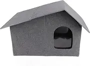 Outside Cat Shelter, Weather Proof Enclosed Spacious Outdoor Cat House Portable for All Seasons (Gray)