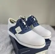 Cole Haan OG Original Grand Saddle Leather Golf Shoes Size 10 White Ensign Blue