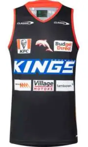 Redcliffe Dolphins 2025 NRL Mens Black Training Singlet Sizes S-5XL BNWT