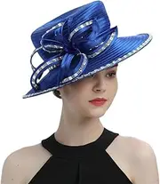 [Generic] Women's Wide Brim Flat Top Hats Church Hat Bridal Wedding Tea Party Dress Hat Formal Flower Fascinator Hats