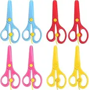 8 Pack Preschool Training Scissors - Kids Plastic Playdough and Handmade Art Craft Scissors for Children, Toddlers - Safety and Left Handed Training Spring Scissors