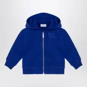 [Burberry] Electric Blue Cotton Hooded Sweatshirt With EKD Logo 6 M White