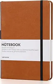 Lemome Grid Paper Notebook Hardcover Classic Notebook with Pen Holder - Page Dividers Presents 8.4 x 5.7 in